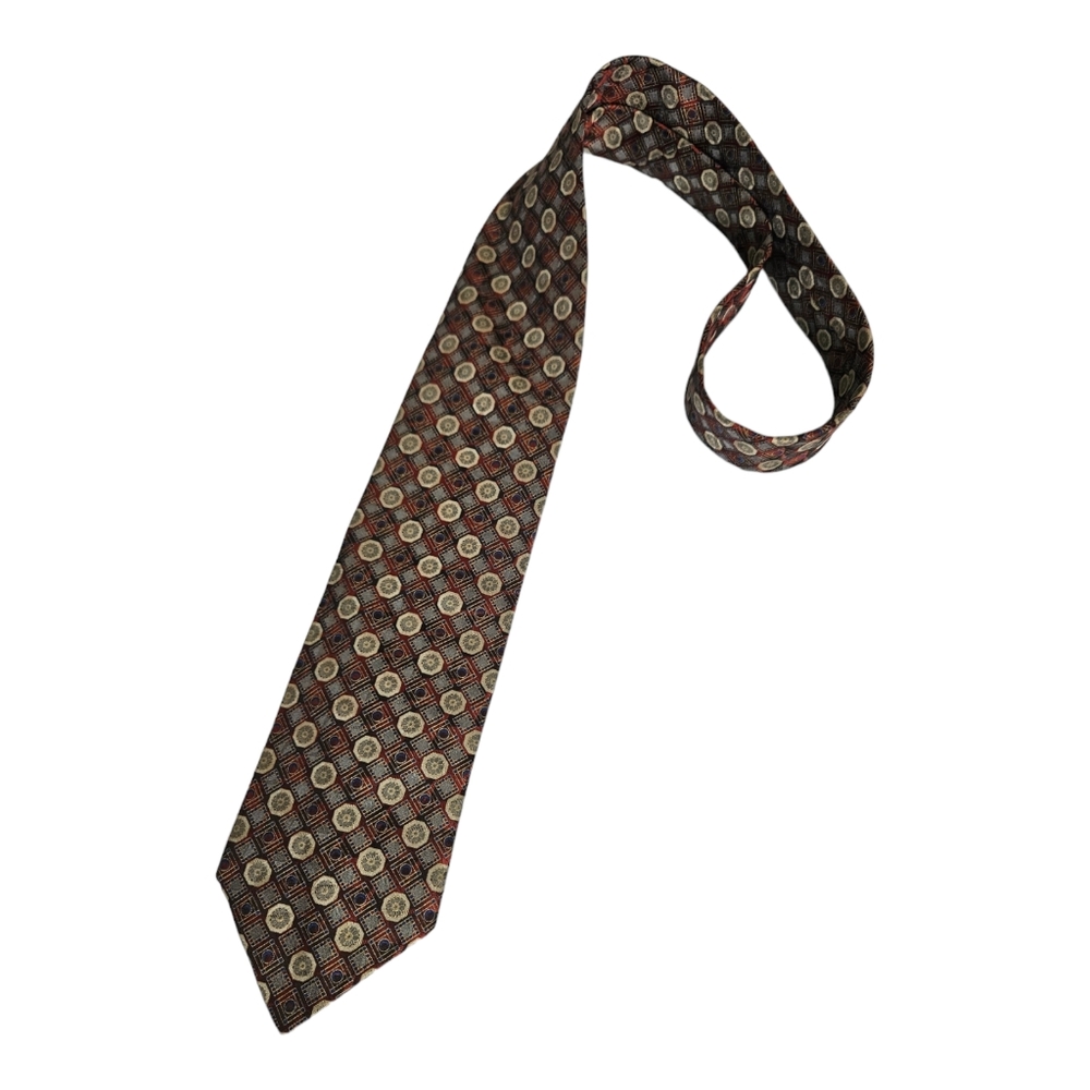 SERICA Gray Geometric Silk DESIGNER Tie HANDMADE ITALY